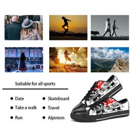 Custom shoes Classic Canvas Low cut Skateboard casual triple black Accept customization UV printing low mens womens sports sneakers Breathable color 144