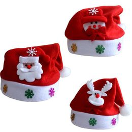 Christmas Hats Merry Christmas Adult Kid LED Light Up Cap Santa Claus Snowman Elk Children Hat Xmas Gift DHL SN221