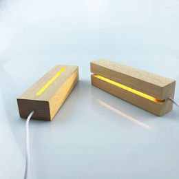 Lamp Holders Wooden White/Warm LED Light Display Base Holder Stand Handmade Resin Art Ornament Rectangle Night Craft