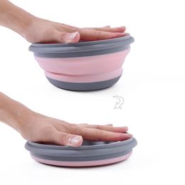 3PCS / Set Bowl Ensembles en silicone Pliant Lunch Bento Box Pink Pink Food Storage Conteneur pour le camping Picnic