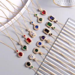 Choker Vintage Necklace Jewellery Luxury Gemstone Heart Diamond Stainless Steel 18k Gold Pendant Necklaces For Women Gift