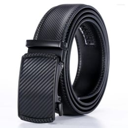 Belts Twill Leather Belt For Men Luxury Design Business Jeans Accessories Automatic Buckle Waistband Cowhide Fashion Black Male