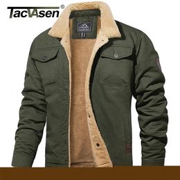 Men's Down Parkas TACVASEN Turn-down Collar Winter Cotton Jackets Mens Sherpa Trucker Military Parka Green Tactical Cargo Coats Clothes Overcoats 221114