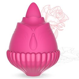 Vibrator Portable Rose Sucking Powerful Vibrating Tongue Licking Teasing Stimulator Clit Massager Female Sex Toys JMCV
