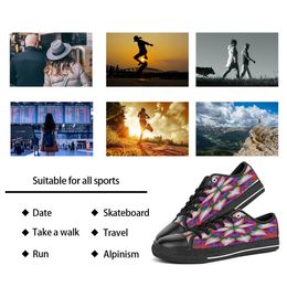 GAI Men Shoes Custom Sneakers Hand Paint Canvas Women Fashions Black Purple Low Cut Breathable Walking Jogging Trainers