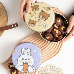 Gift Wrap Empty Pastry Container Cartoon Box Cookie Round Can Storage Biscuit Tin Candy Packaging Boxs