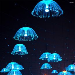 Strings Outdoor Fiber Optic Jellyfish String Light Christmas Dandelion Fairy Hanging Garland Lamp For Garden Patio Tree Decor