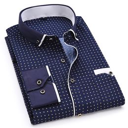 Men's Casual Shirts Fashion Print Long Sleeve Button Shirt Stitching Pocket Design Fabric Soft Comfortable For Dress Slim Fit 4XL 8XL 221114