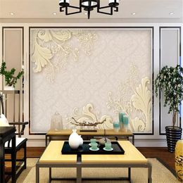 Wallpapers Decorative Wallpaper Modern European Style Relief Patterns Simple Background Wall Paintings