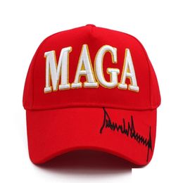 Party Hats New Donald Trump 2024 Hat Usa Flag Baseball Caps Maga Signature Snapback President Cap 3D Embroidery Drop Delivery Home G Dhv8A