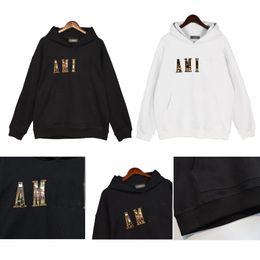 Men's Hoodies & Sweatshirts Solid colour embroidered letters basic hooded sweatshirt 22S autumn couple loose white casual tops hoodie