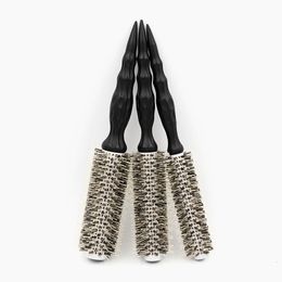 Hair Brushes IRUI 1pc Natural Boar Bristle Round Brush Groove Design Handle Hair Rolling Brush For Hair Drying Styling 221115