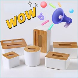 Tissue Boxes Napkins Tissue Box Wooden Er Toilet Paper Solid Wood Napkin Holder Case Simple Stylish Dispenser Home Car Organizer 2 Dhro1