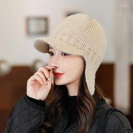 Berets Sparsil Winter Bomber Hatsr For Women Warm Knitted Caps With Earflap Ourdoor Ear Protection Baseball Cap Female Ride Running Hat