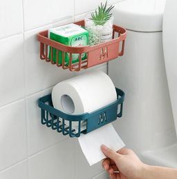 Punch-Free Toilet Paper Shelf Bathroom Kitchen Tissue Box Wall-Mounted Sticky Storage Box Roll Papers Holder RRC397