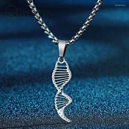 Pendant Necklaces Silver Molecule DNA Necklace Men Chemistry Polygon Stainless Steel Jewelry Science Gift