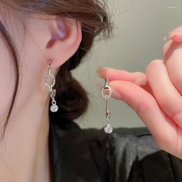 Hoop Earrings Lovelink Simple Silver Color Hollow Metal Girls Large Transparent Zircon Drop Set Women Fine Jewelry