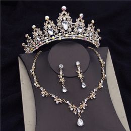 Wedding Jewellery Sets High Quality Fashion Crystal Bridal Women Bride Tiara Crowns Earring Necklace Accessories 221115