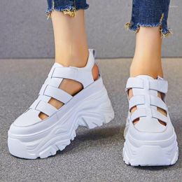 Sandals Chunky Women's Cow Leather Round Toe Summer Platform Wedge High Heels Tennis Shoes Ankle Boots Casual Punk Goth Comfort