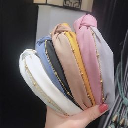 Headbands Korean Headband Fashion Knotted Hair Band Chain Bicolor Hairbands Bezel Girls Wide Top Head Hoop Headwear Female Hair Accesories T221007