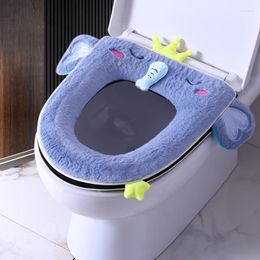 Toilet Seat Covers With Zipper Warm Soft Cover Plush Household Bathroom Washable Winter Waterproof WC Mat Accessories
