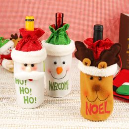 Christmas Decorations Wine Bottle Cover Bar Products Champagne Storage Bag Home Xmas Tree Flower Stocking Gift Sea Shipping RRC552