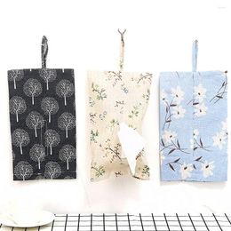 Storage Bags Hanging Flowers Plant Print Tissue Box Cover Paper Towel Cotton Linen Holder Bag Home Decor 18 30cm