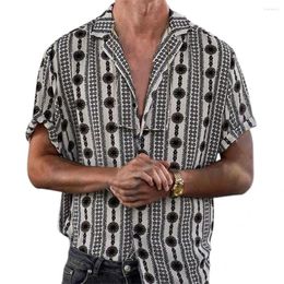 Men's Casual Shirts Men Blouse Vintage Short Sleeve Shirt Dot Print Turn-down Collar For Going Out