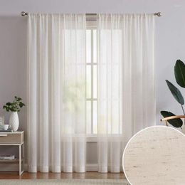 Curtain Beige Linen Sheer Curtains For Living Room Modern Flax Tulle Solid Voile Beedroom Window Drapes Customize