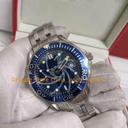 Mit Box Automatic Herren Watch Herren Blue Dial Edelstahlarmband 41 mm 007 Mechanical Sport Casino Royale Limited Edition Professionelle Uhren