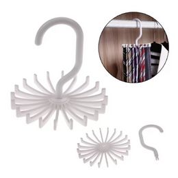 Plastic Rotating Tie Rack Hanger Holder 20 Hooks Clostet Clothing Rack Hanging Necktie Belt Shelves Wardrobe Organizer White bb1115