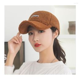 Ball Caps 2022 Autumn Winter Teddy Velvet Baseball Cap Ladies Casual Fashion Embroidery Warm Lamb Feather Suede