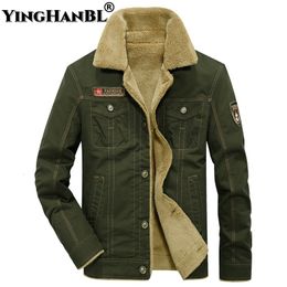 Men's Down Parkas Winter Military Jacket Men Thick Warm Fur Collar Coats Denim Tactical Flight Cotton Clothing Male Casual Fleece Jackets 221114
