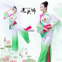 Stage Wear Classical Dance Female Adult Umbrella Fan Ancient Rhyme Chinese Style Elegant Yangge Performance Clothing