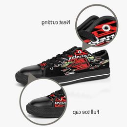 GAI Men Women DIY Custom Shoes Low Top Canvas Skateboard Triple Black Customization UV Printing Sports Sneakers Xuebi 180-117