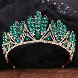 Crystal Leaf Rhinestone Bridal Tiaras Crowns For Women Baroque Vintage Wedding Hair Accessories Head Jewelry