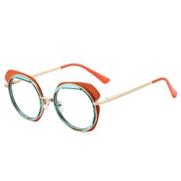 Sunglasses Frames TR90 Anti Blue Light Glasses Women Vintage Round Transparent Computer Optical Glasses Vintage Metal Eyeglasses Spectacles T2201114