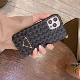 Iphone Phones Cases Phone Case Womens 6 Colors Braided Pattern Letter Luxury Designer Mens 13 11 12 Pro 7 8 X Xs xinjing03