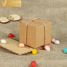 Gift Wrap 10pcs Brown Kraft Boxes Wedding Party Favors 2" Candy Bags Wrapping Supplies 221108