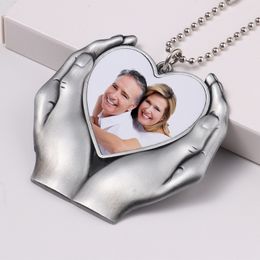 Sublimation Pendants White Blank Metal Ornament Heart Shape Thermal Transfer Angel Wings Ornaments A02