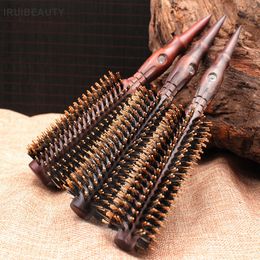 Hair Brushes IRUI 1pc Natural Bristle Round Roller Hair Wooden Comb Non Slip Wood Handle Hairbrush Massage Scalp Salon Hair Styling Tools 221115