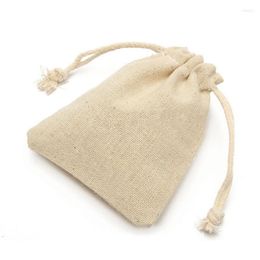 Gift Wrap 50PCS Boxes Sets Small Linen Jute Drawstring Pouch Wedding Party Favours Sack Packaged Supplies Home Storage