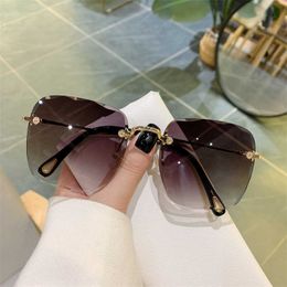 Sunglasses Square Frameless Fashion Sunglasses Women Luxury Retro Vintage Clip Designer Wholesale Bulk Shades Sun Glasses For Women UV T220924