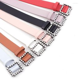 Belts 2022 Fashion All-match High-end Accessories Length 107 Width 2.8 Japanese Word Buckle Inlaid Pearl Square Belt Women