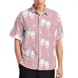 Мужские повседневные рубашки винные бокалы гавайская рубашка мужчина любит блузки с короткими рукавами винтаж негабаритный