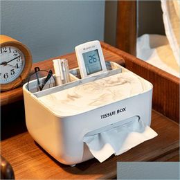 Tissue Boxes Napkins Tissue Storage Box Er Napkin Holder Mtifunctional Sundries Ontainer Stationery Organiser For Bedroom Office B Dhujq