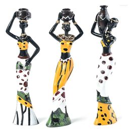 Decorative Figurines 3Pcs Retro Vase African Woman Statue Exotic Resin Culture Set For Home El Living Room Decoration Craft Ornaments Ye