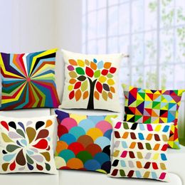 Pillow Modern Colorful Geometric Tree Decorative Geometry Throw For Sofa Seat Chair Car S 18x18 Customizable