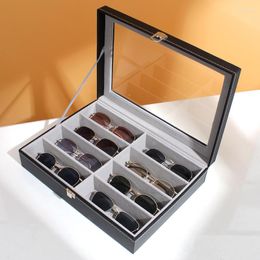 Watch Boxes PU Leather 8 Grids Sunglasses Storage Box Glasses Jewellery Display Case Eyeglasses Rectangle Organiser Accessory Holder Cases