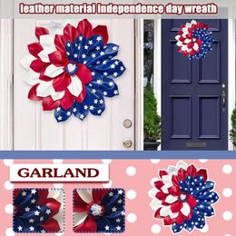 Decorative Flowers Independence Day Artificial Wreath Porch Decoration Door Hanging The Front Window Decor Home Ornaments Outdoor Z0t5